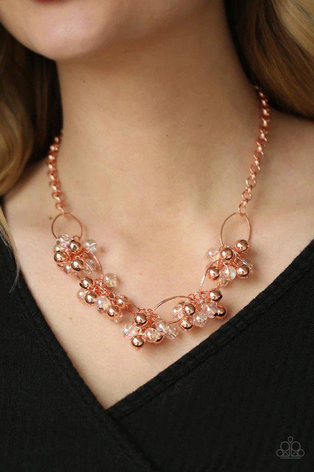 Effervescent Ensemble Copper Necklace - Paparazzi Accessories- on model - CarasShop.com - Paparazzi Jewelry by Cara Jewels