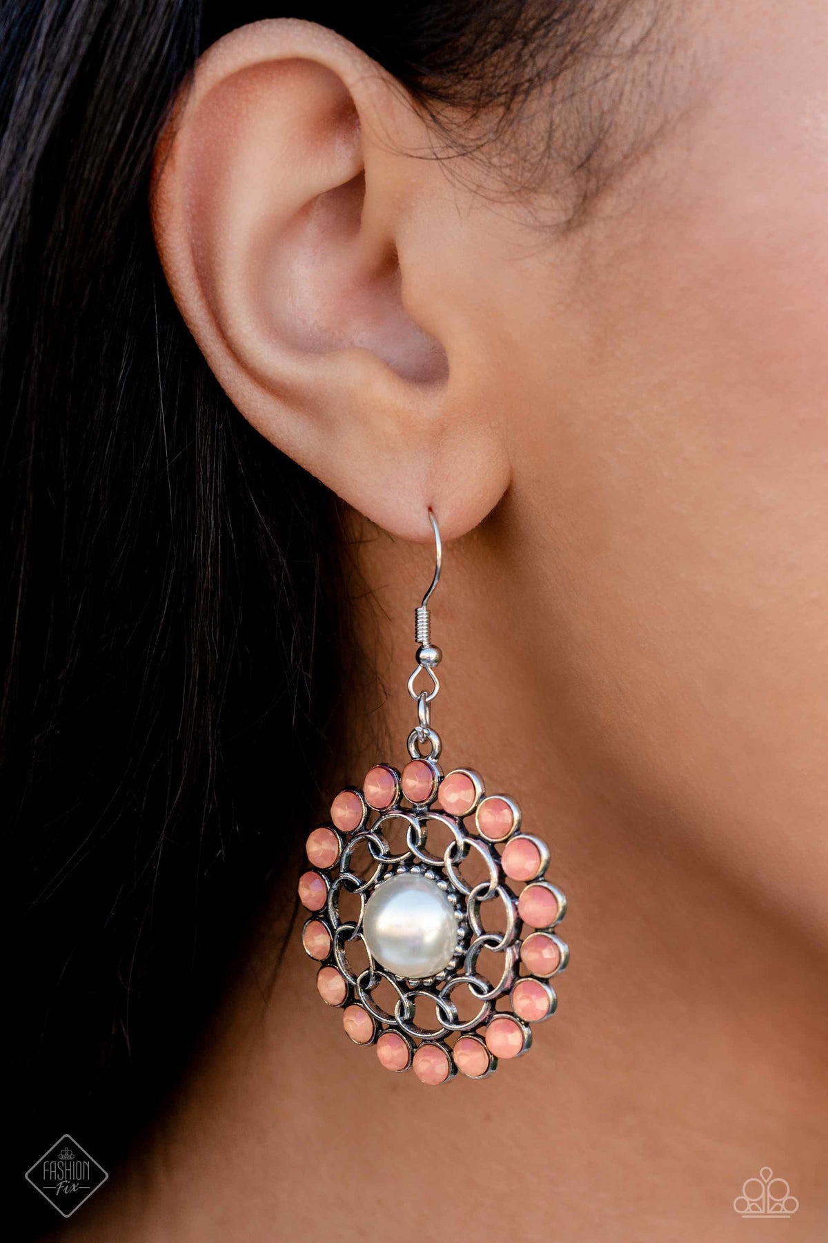 Effortlessly Eden Orange Earrings - Paparazzi Accessories- on model - CarasShop.com - Paparazzi Jewelry by Cara Jewels