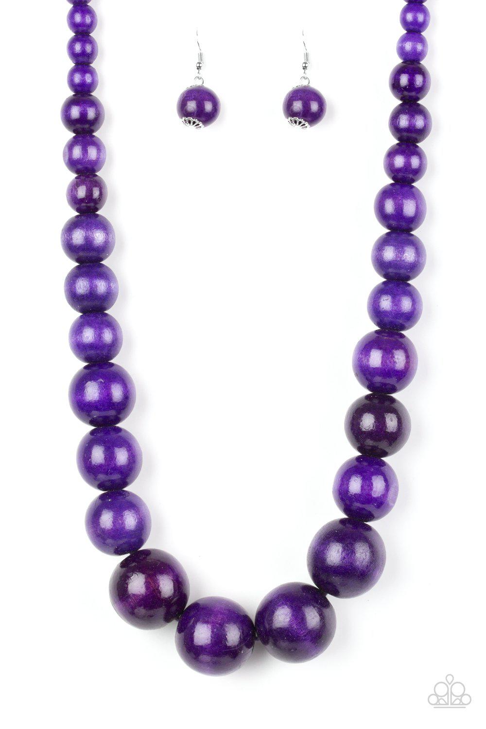 Effortlessly Everglades Purple Wood Necklace and matching Earrings - Paparazzi Accessories- lightbox - CarasShop.com - Paparazzi Jewelry by Cara Jewels