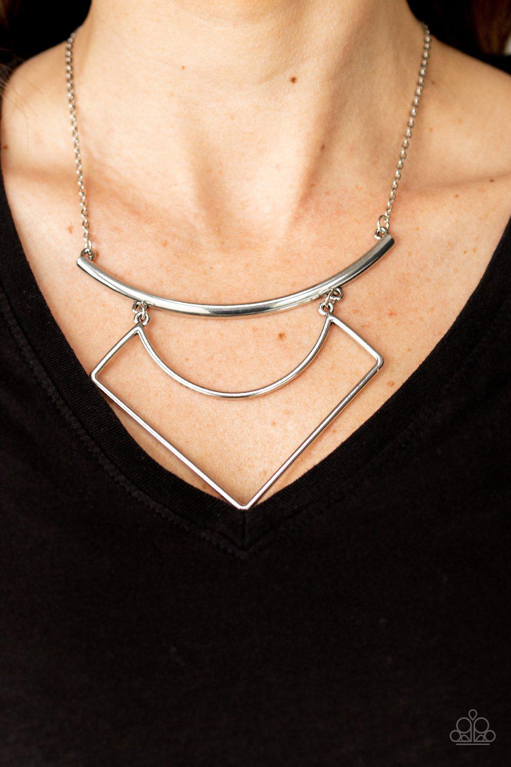 Egyptian Edge Silver Necklace - Paparazzi Accessories- lightbox - CarasShop.com - Paparazzi Jewelry by Cara Jewels