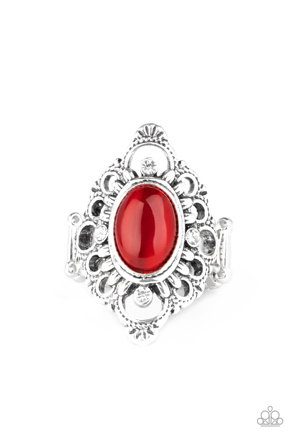 Elegantly Enchanted Red Cat's Eye Ring - Paparazzi Accessories- lightbox - CarasShop.com - Paparazzi Jewelry by Cara Jewels