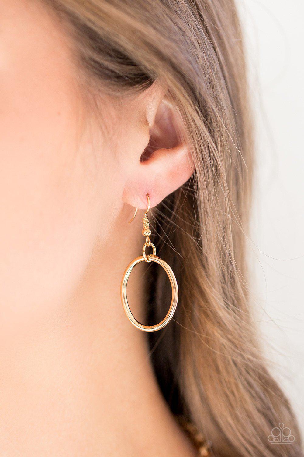 Elegantly Ensnared Gold Necklace - Paparazzi Accessories - free matching earrings -CarasShop.com - Paparazzi Jewelry by Cara Jewels