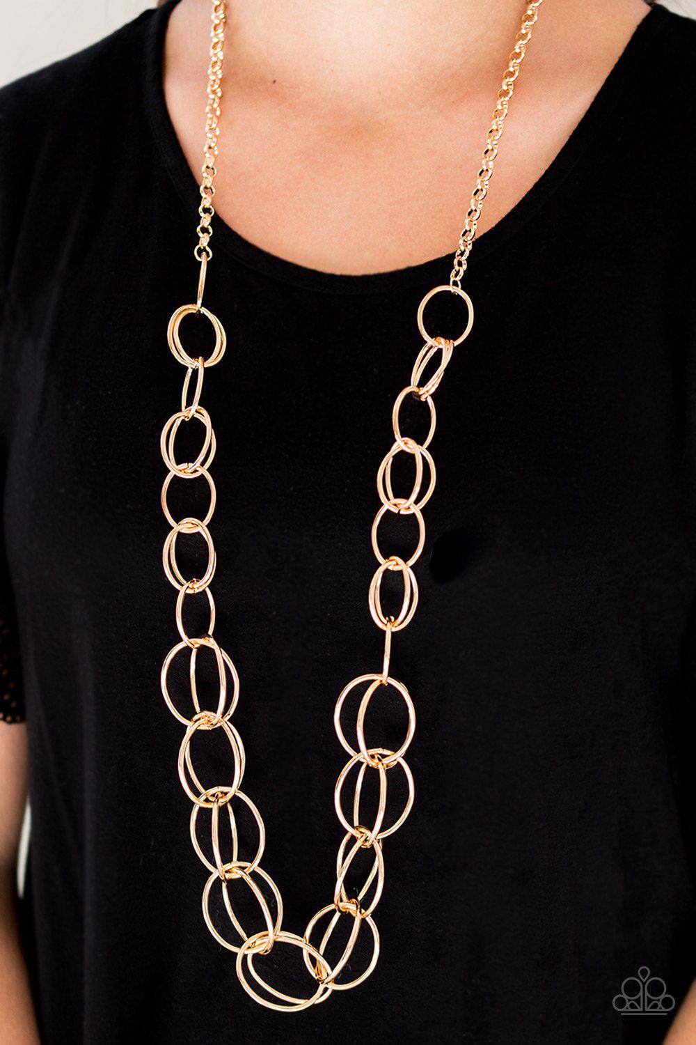 Elegantly Ensnared Gold Necklace - Paparazzi Accessories- on model - CarasShop.com - Paparazzi Jewelry by Cara Jewels