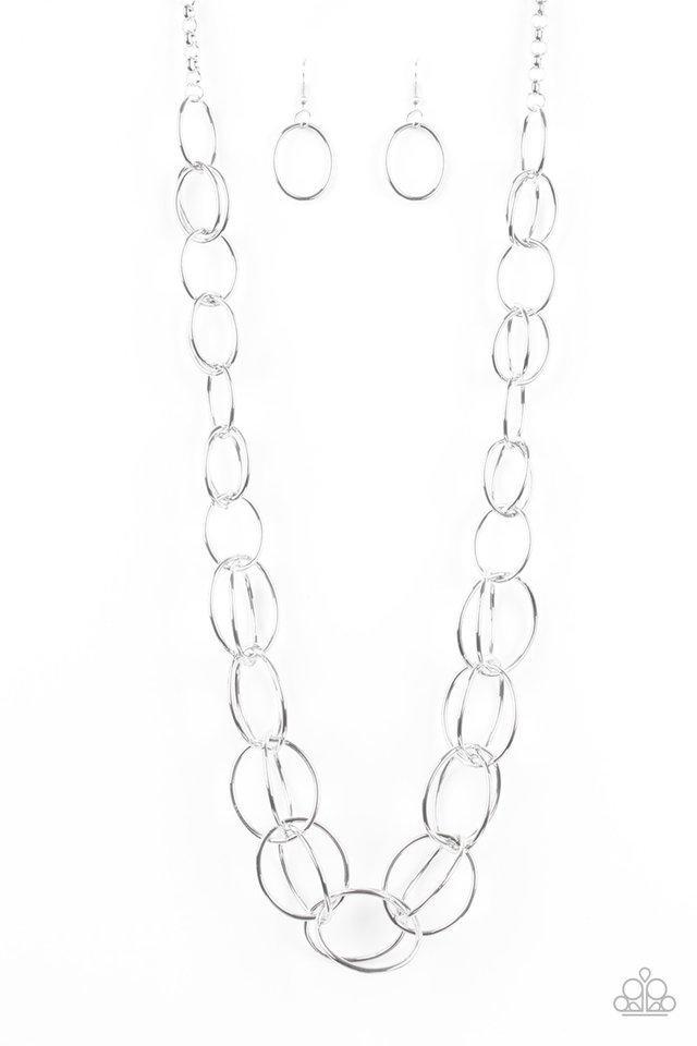 Elegantly Ensnared Silver Necklace - Paparazzi Accessories- lightbox - CarasShop.com - Paparazzi Jewelry by Cara Jewels