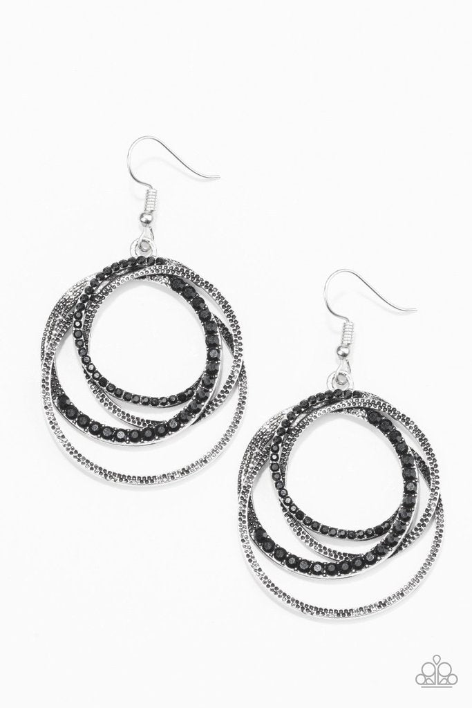 Elegantly Entangled Black Rhinestone Earrings - Paparazzi Accessories- lightbox - CarasShop.com - Paparazzi Jewelry by Cara Jewels