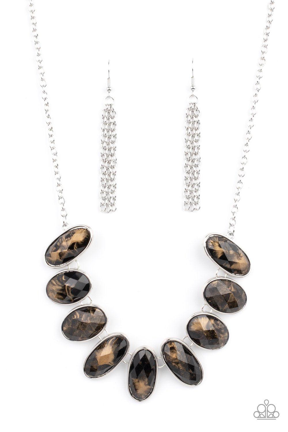 Elliptical Episode Black and Gold Gem Necklace - Paparazzi Accessories- lightbox - CarasShop.com - Paparazzi Jewelry by Cara Jewels