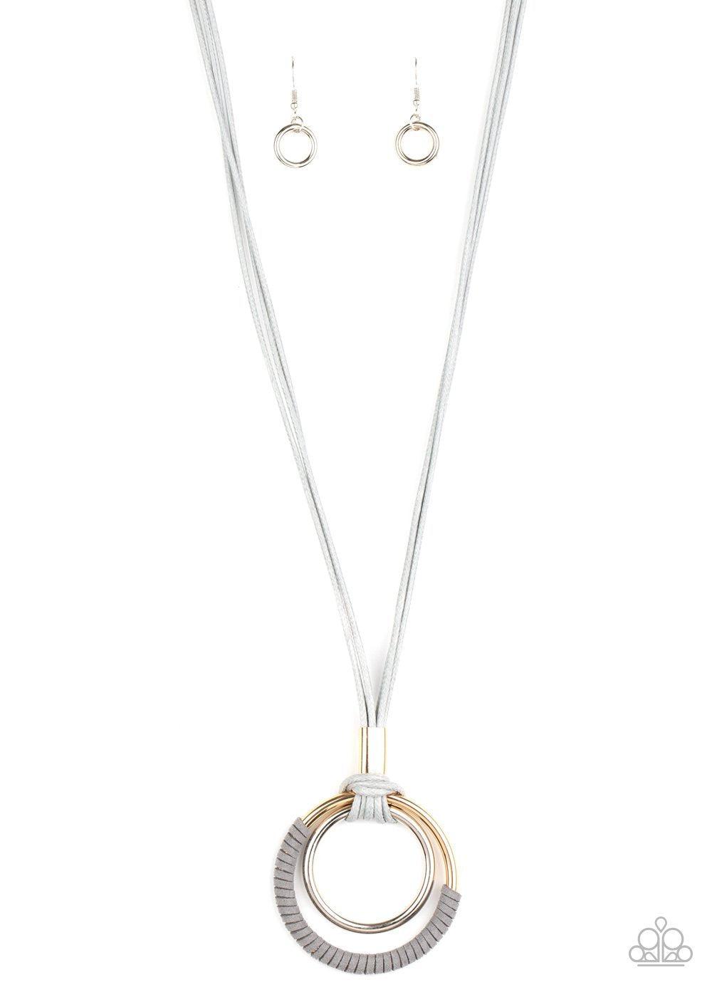 Elliptical Essence Silver and Gold Necklace - Paparazzi Accessories- lightbox - CarasShop.com - Paparazzi Jewelry by Cara Jewels