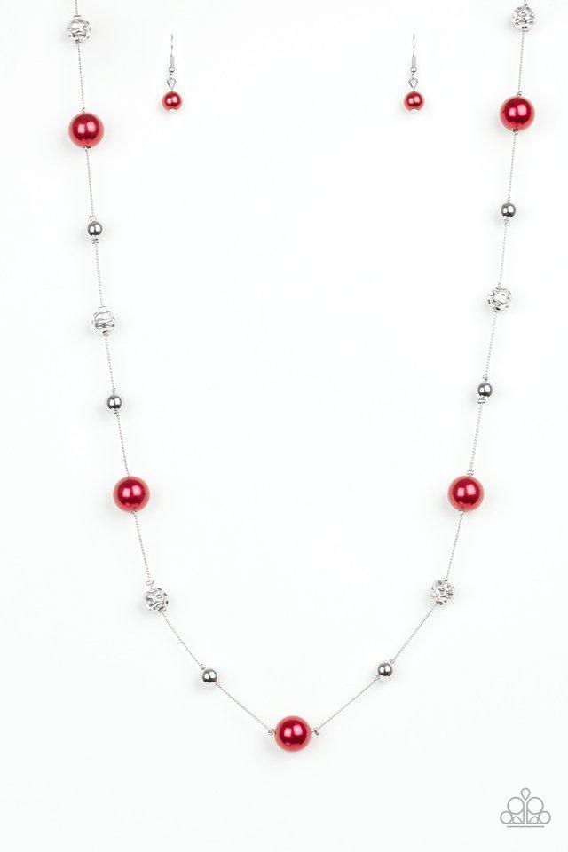 Eloquently Eloquent Red and Silver Necklace - Paparazzi Accessories- lightbox - CarasShop.com - Paparazzi Jewelry by Cara Jewels