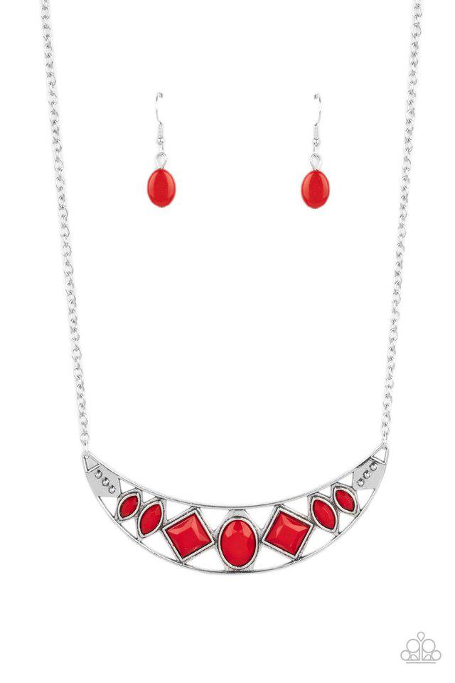 Emblazoned Era Red Necklace - Paparazzi Accessories- lightbox - CarasShop.com - Paparazzi Jewelry by Cara Jewels