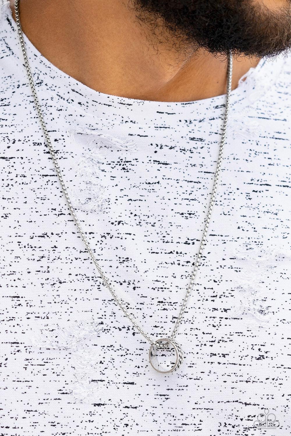 Emotion Potion Men's Silver Urban Necklace - Paparazzi Accessories- on model - CarasShop.com - Paparazzi Jewelry by Cara Jewels
