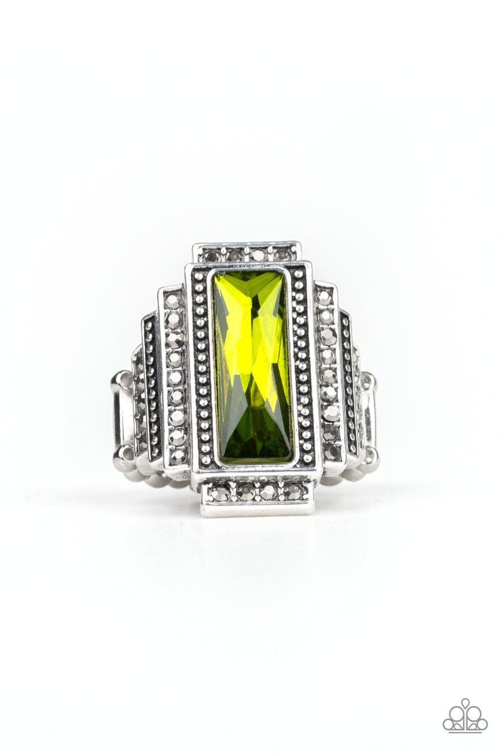 Empire Green Gemstone Ring - Paparazzi Accessories- lightbox - CarasShop.com - Paparazzi Jewelry by Cara Jewels