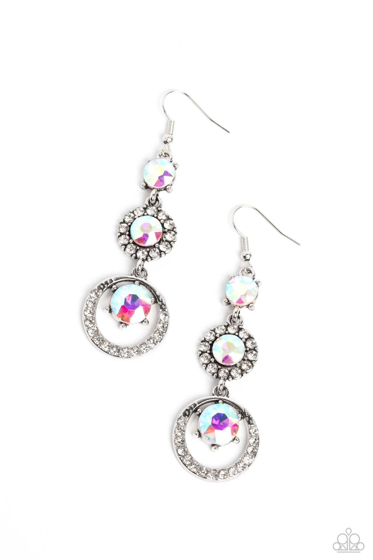 Enchanting Effulgence Multi Iridescent Rhinestone Earrings - Paparazzi Accessories- lightbox - CarasShop.com - Paparazzi Jewelry by Cara Jewels