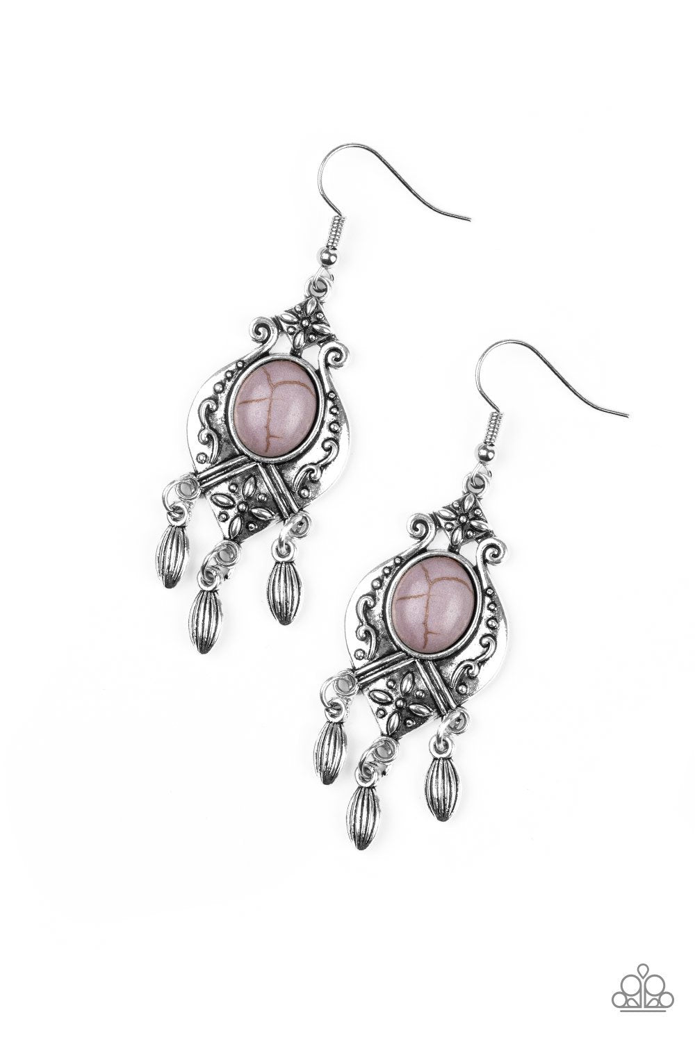 Enchantingly Environmentalist Silver Stone Earrings - Paparazzi Accessories- lightbox - CarasShop.com - Paparazzi Jewelry by Cara Jewels