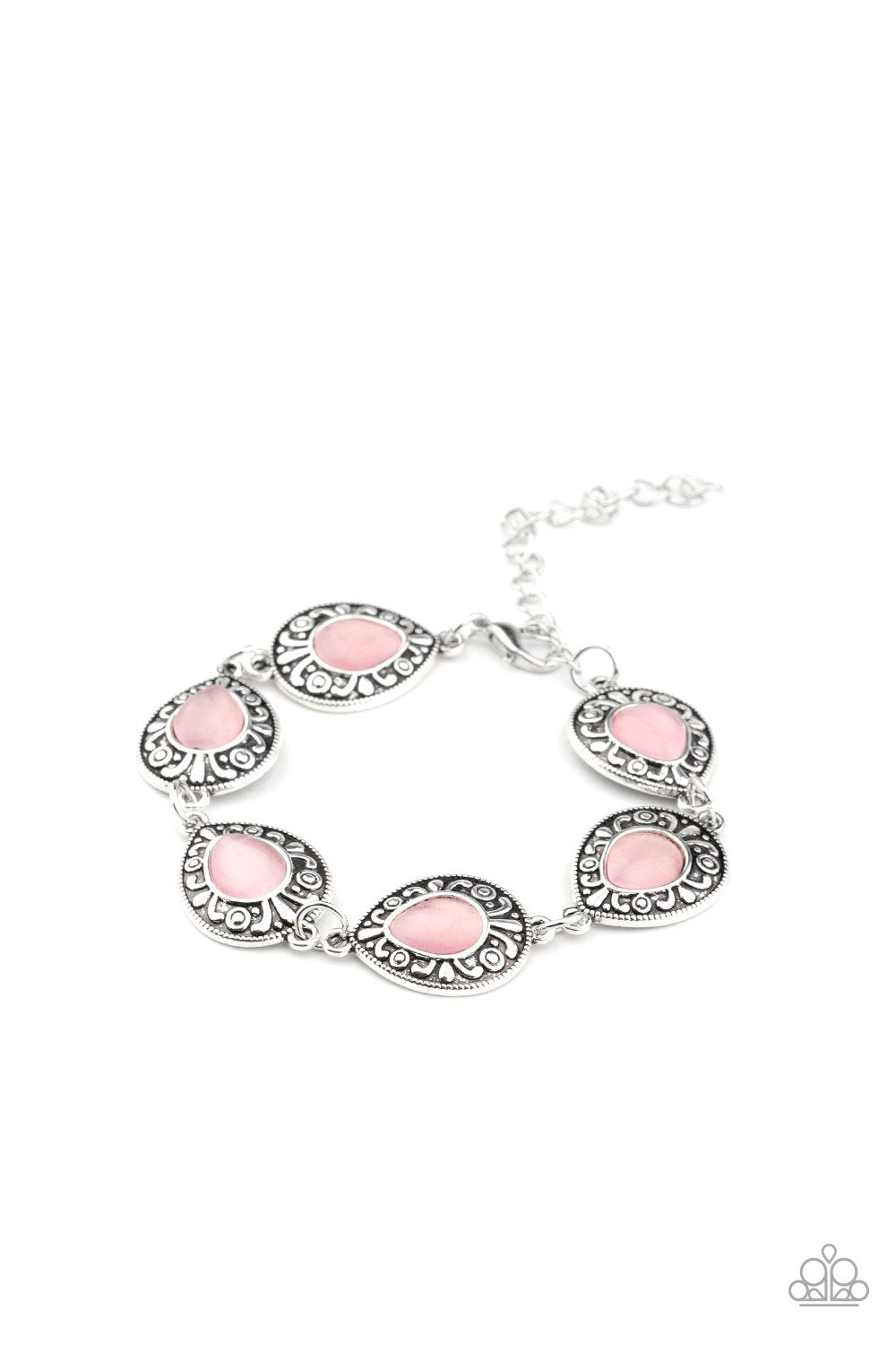 Enchantingly Ever After Pink Cat's Eye Stone Bracelet - Paparazzi Accessories- lightbox - CarasShop.com - Paparazzi Jewelry by Cara Jewels