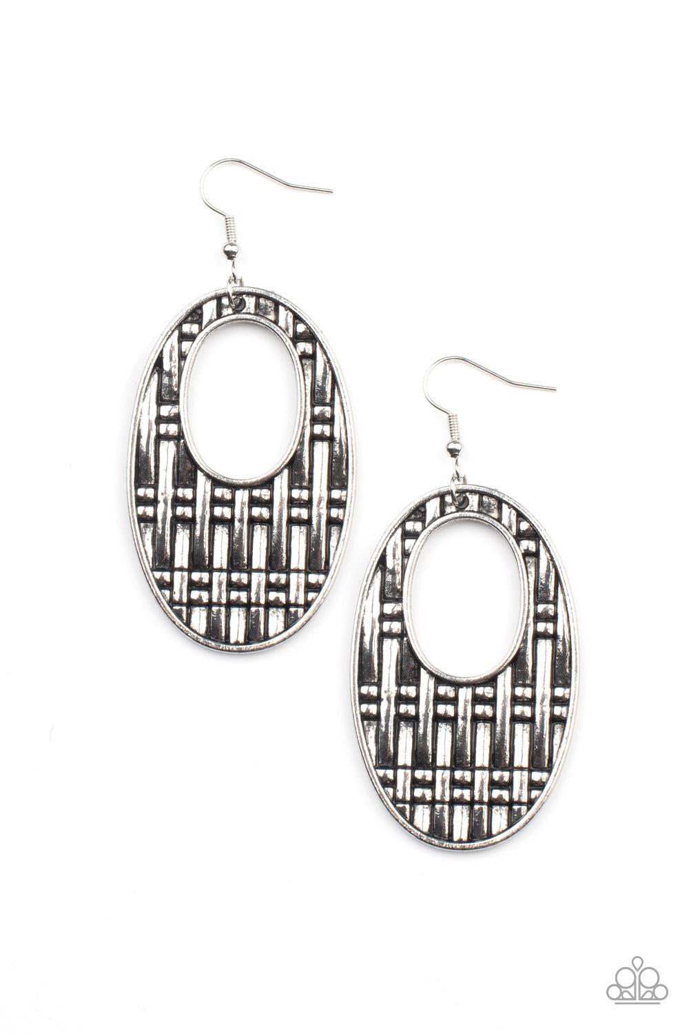 Engraved Edge Silver Earrings - Paparazzi Accessories- lightbox - CarasShop.com - Paparazzi Jewelry by Cara Jewels