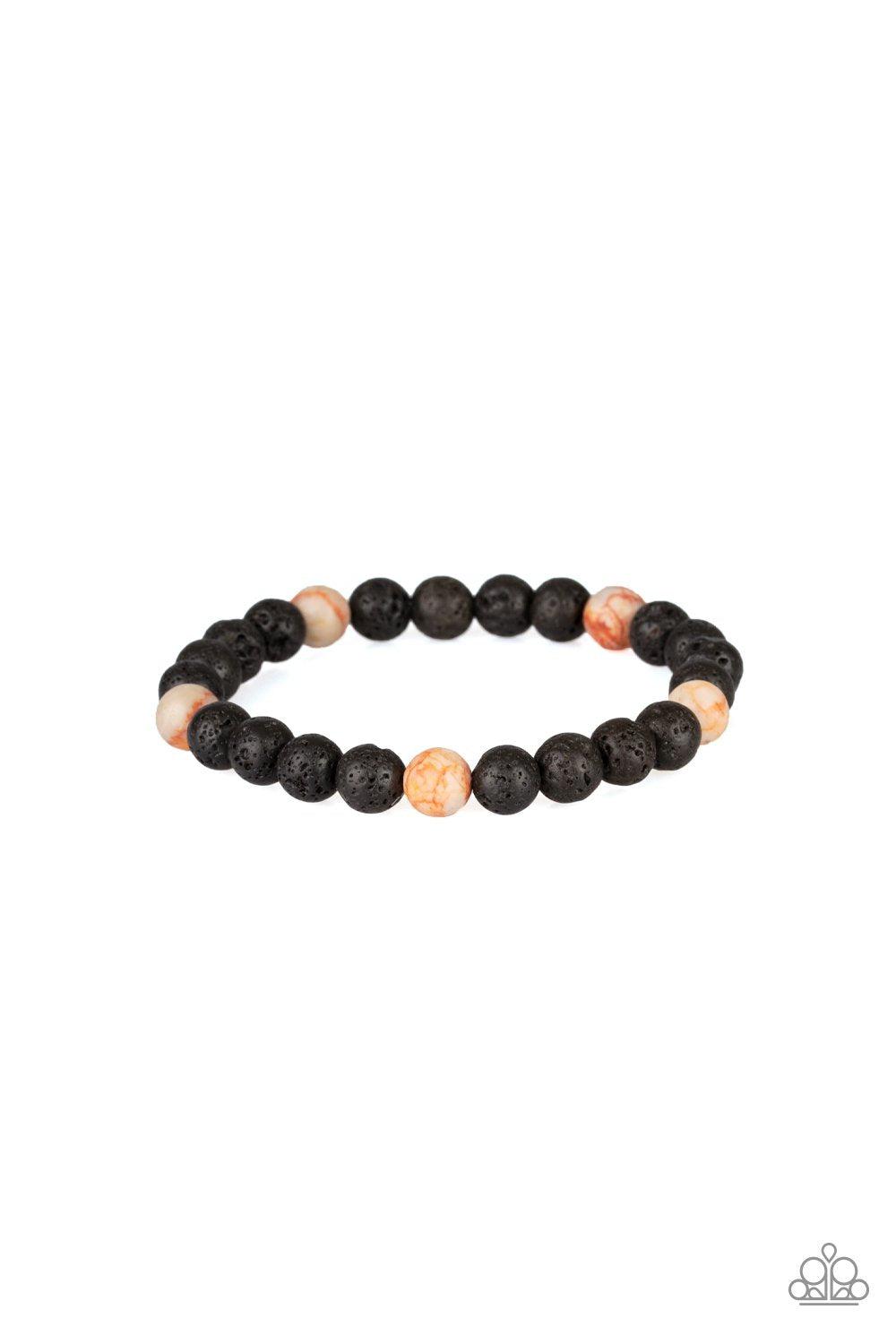 Enlivened Orange Stone and Lava Rock Bracelet - Paparazzi Accessories- lightbox - CarasShop.com - Paparazzi Jewelry by Cara Jewels