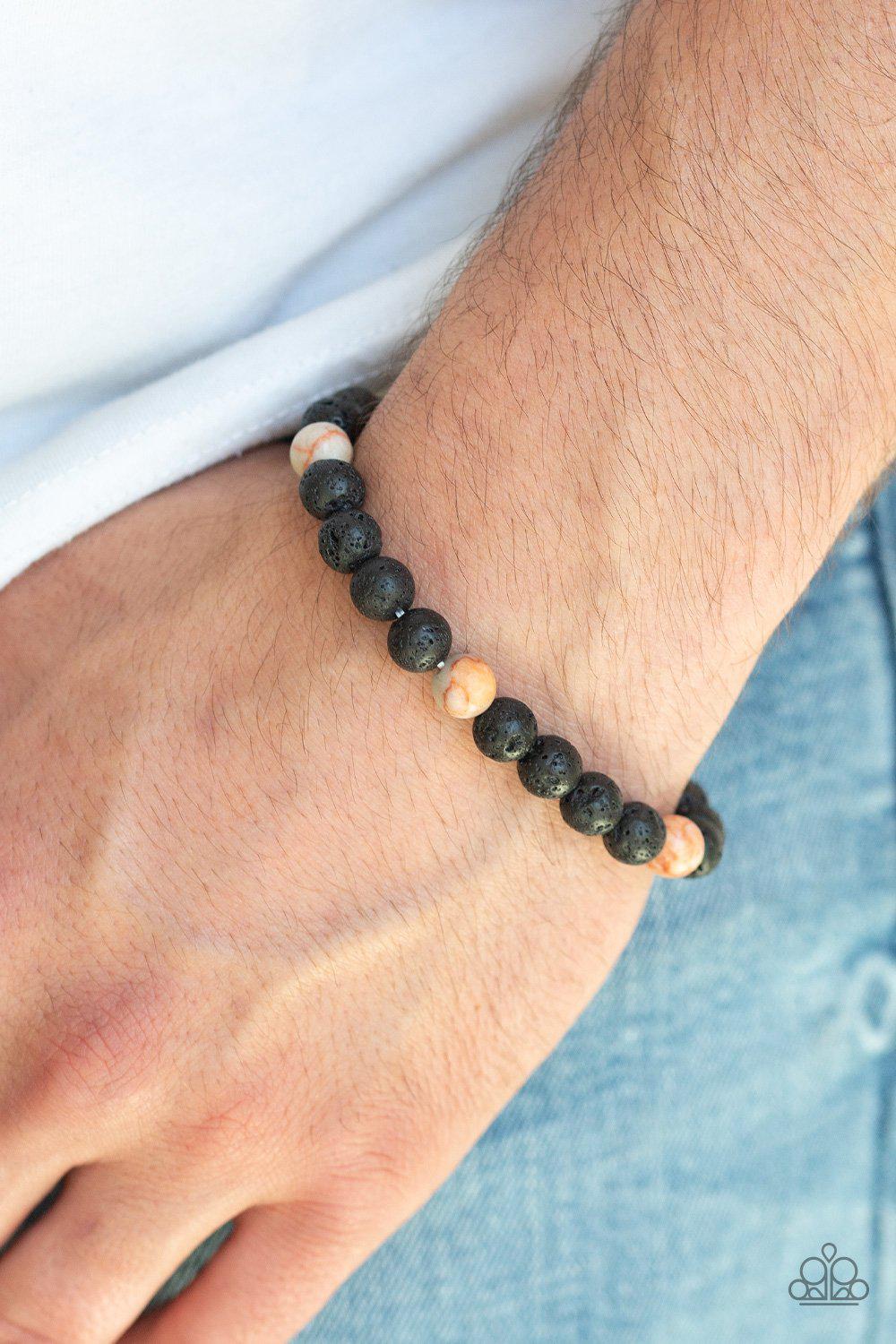 Enlivened Orange Stone and Lava Rock Bracelet - Paparazzi Accessories- on model - CarasShop.com - Paparazzi Jewelry by Cara Jewels