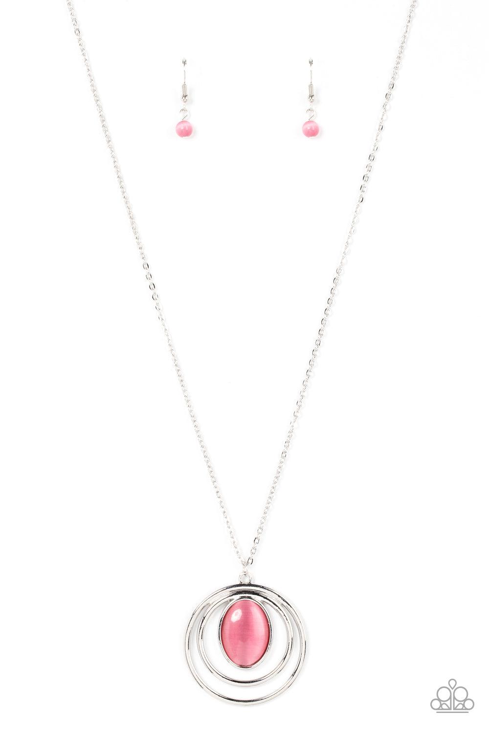 Epicenter of Elegance Pink Cat's Eye Stone Necklace - Paparazzi Accessories- lightbox - CarasShop.com - Paparazzi Jewelry by Cara Jewels