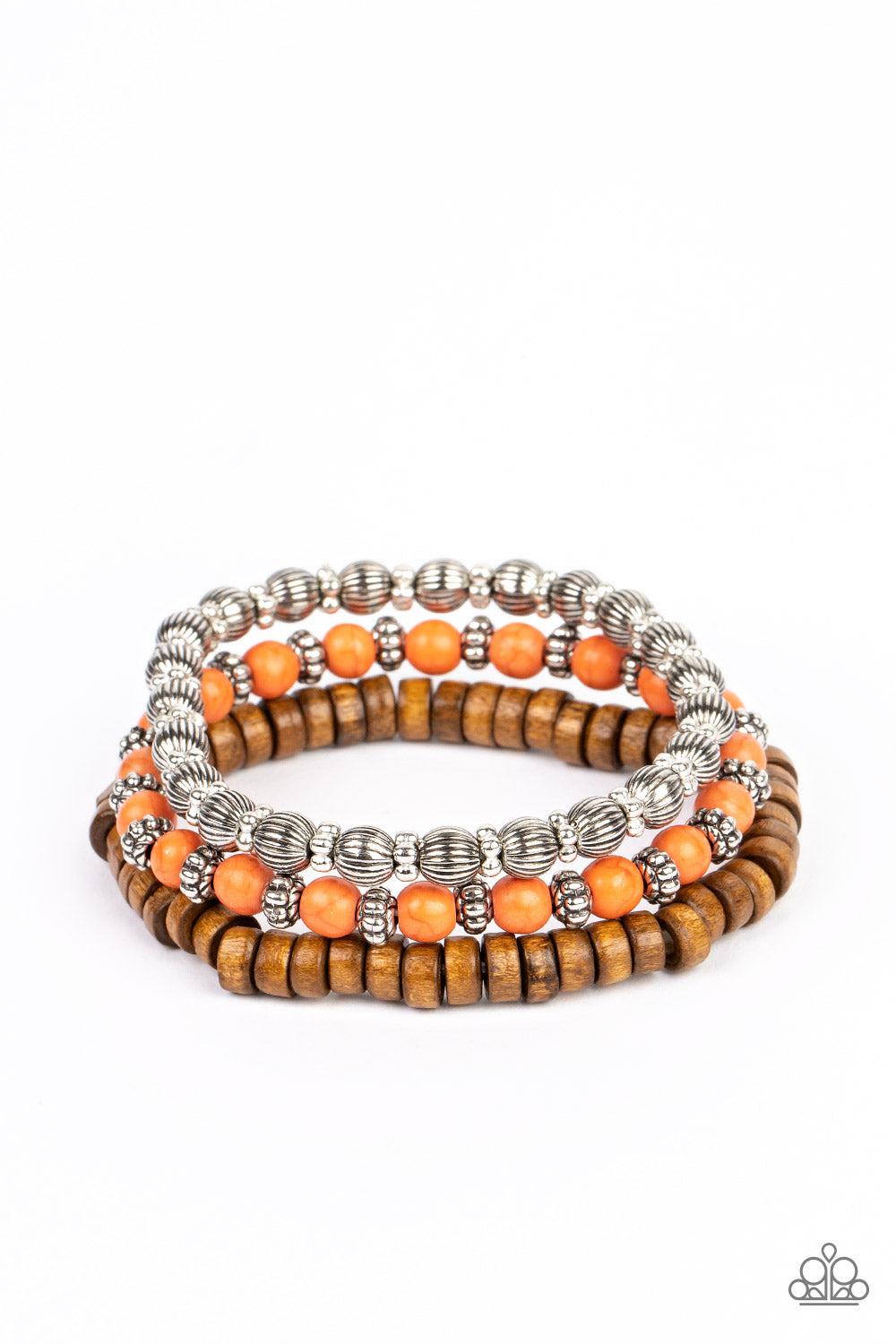 ESCAPADE Route Orange Bracelet - Paparazzi Accessories- lightbox - CarasShop.com - Paparazzi Jewelry by Cara Jewels