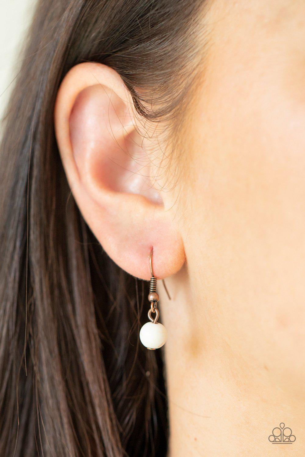 Essentially Earthy Copper and White Stone Necklace - Paparazzi Accessories - free matching earrings -CarasShop.com - Paparazzi Jewelry by Cara Jewels