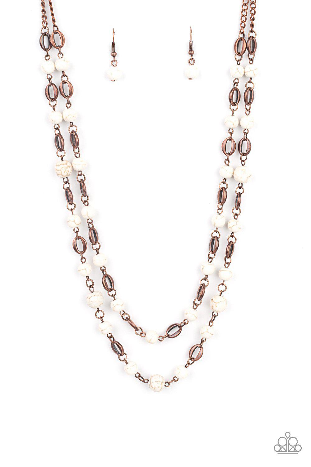 Essentially Earthy Copper and White Stone Necklace - Paparazzi Accessories- lightbox - CarasShop.com - Paparazzi Jewelry by Cara Jewels