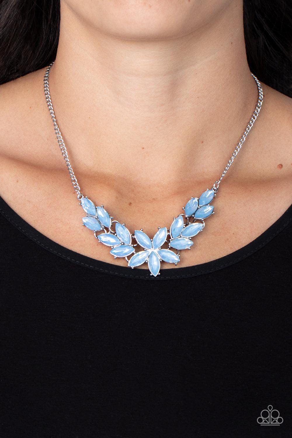 Ethereal Efflorescence Blue Necklace - Paparazzi Accessories- on model - CarasShop.com - Paparazzi Jewelry by Cara Jewels