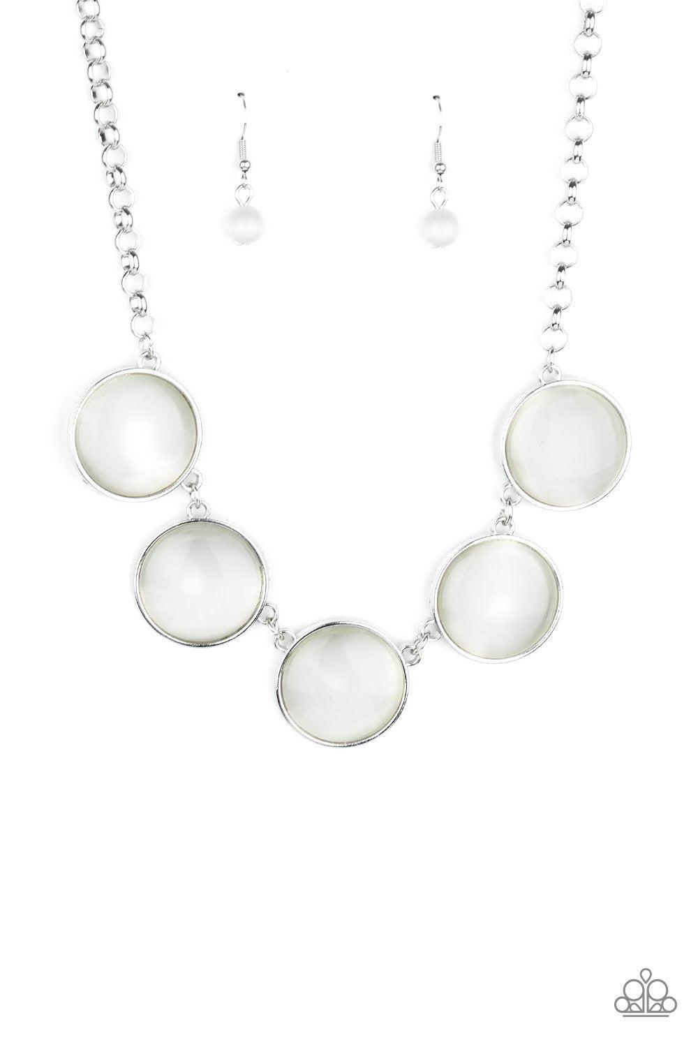 Ethereal Escape White Cat's Eye Stone Necklace - Paparazzi Accessories- lightbox - CarasShop.com - Paparazzi Jewelry by Cara Jewels
