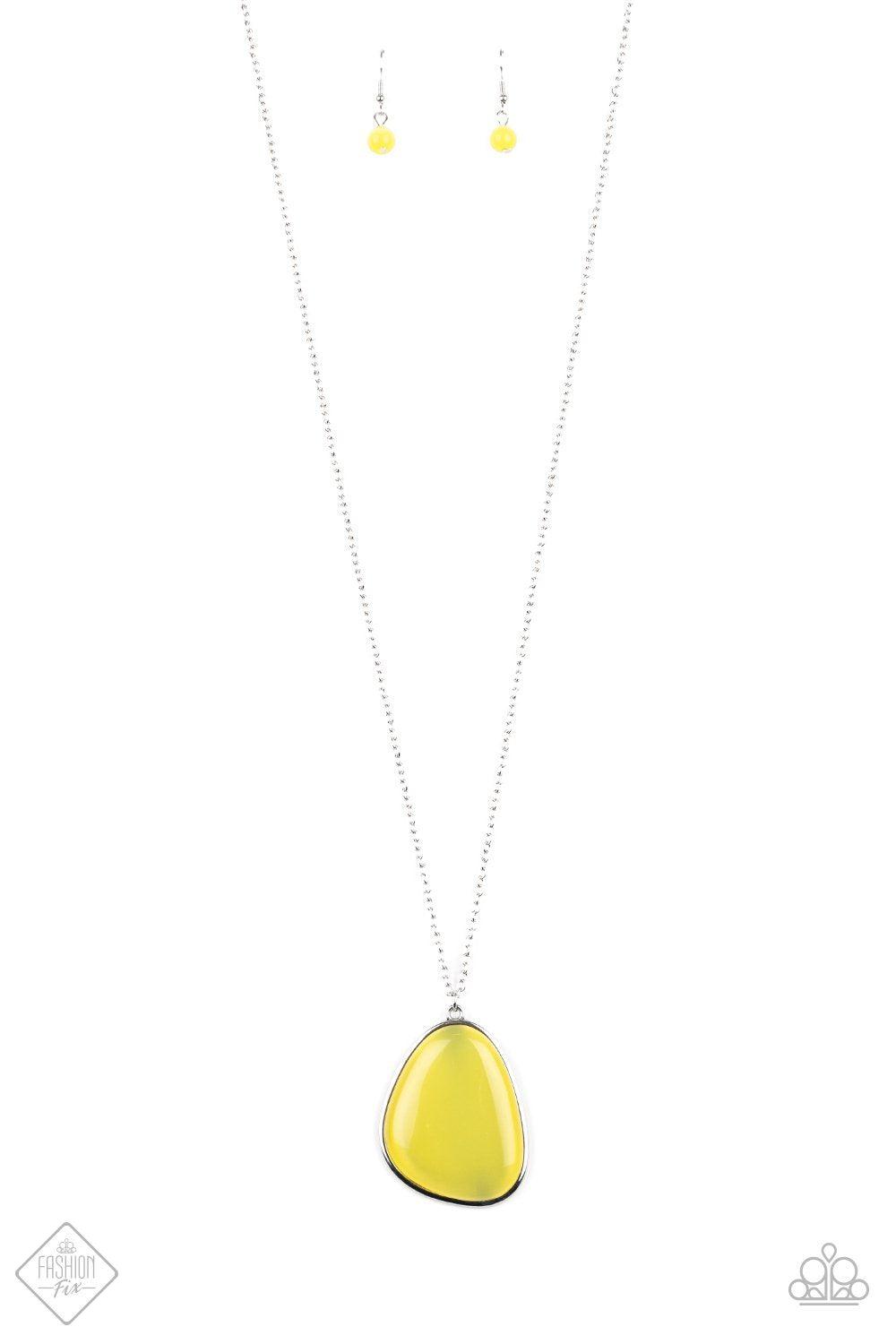 Ethereal Experience Yellow Cat's Eye Pendant Necklace - Paparazzi Accessories- lightbox - CarasShop.com - Paparazzi Jewelry by Cara Jewels