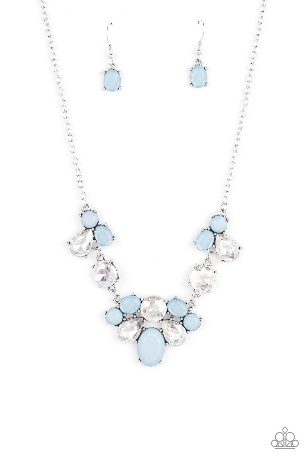 Ethereal Romance Blue and White Rhinestone Necklace - Paparazzi Accessories- lightbox - CarasShop.com - Paparazzi Jewelry by Cara Jewels
