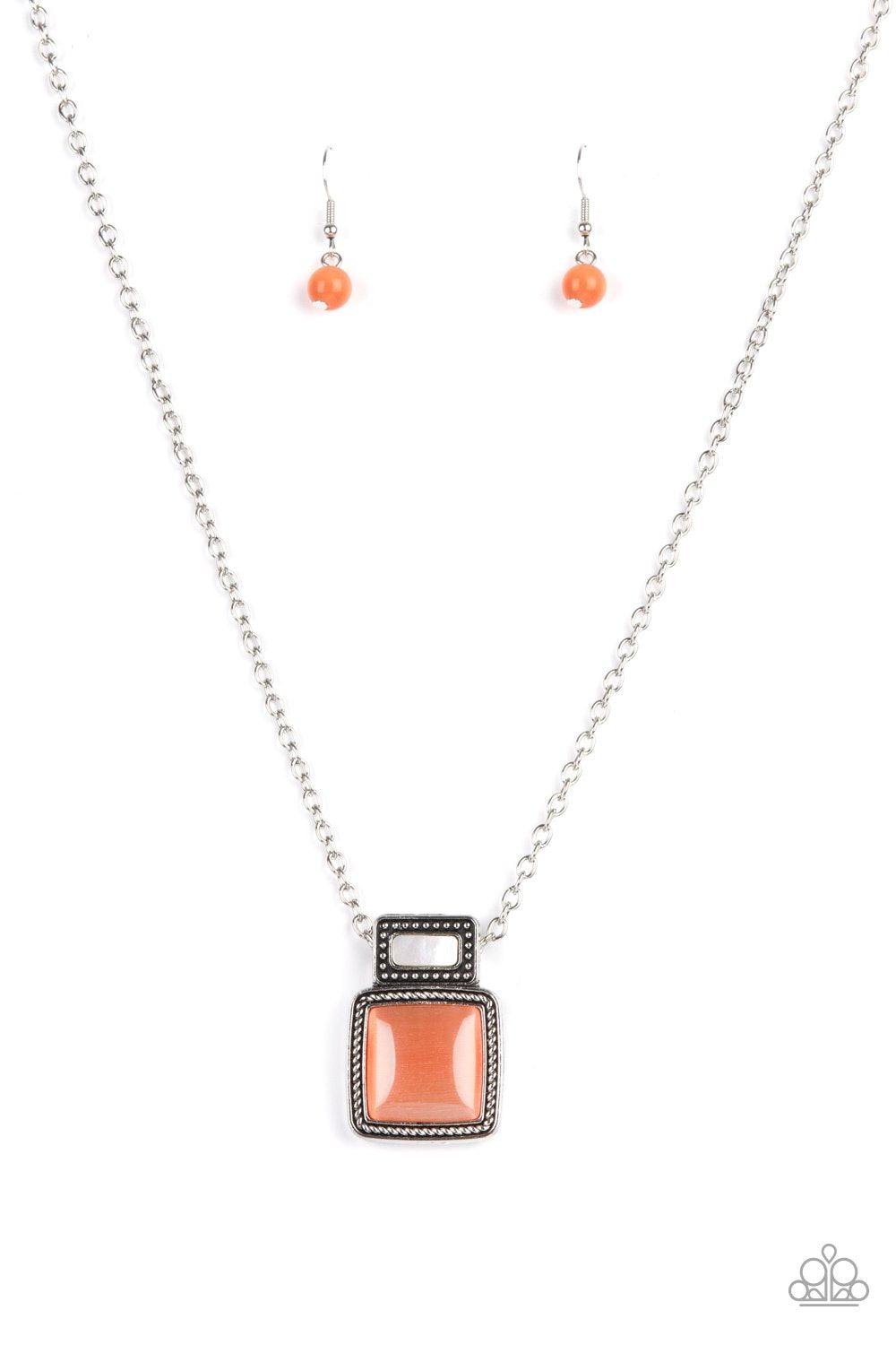 Ethereally Elemental Orange Cat's Eye Necklace - Paparazzi Accessories- lightbox - CarasShop.com - Paparazzi Jewelry by Cara Jewels