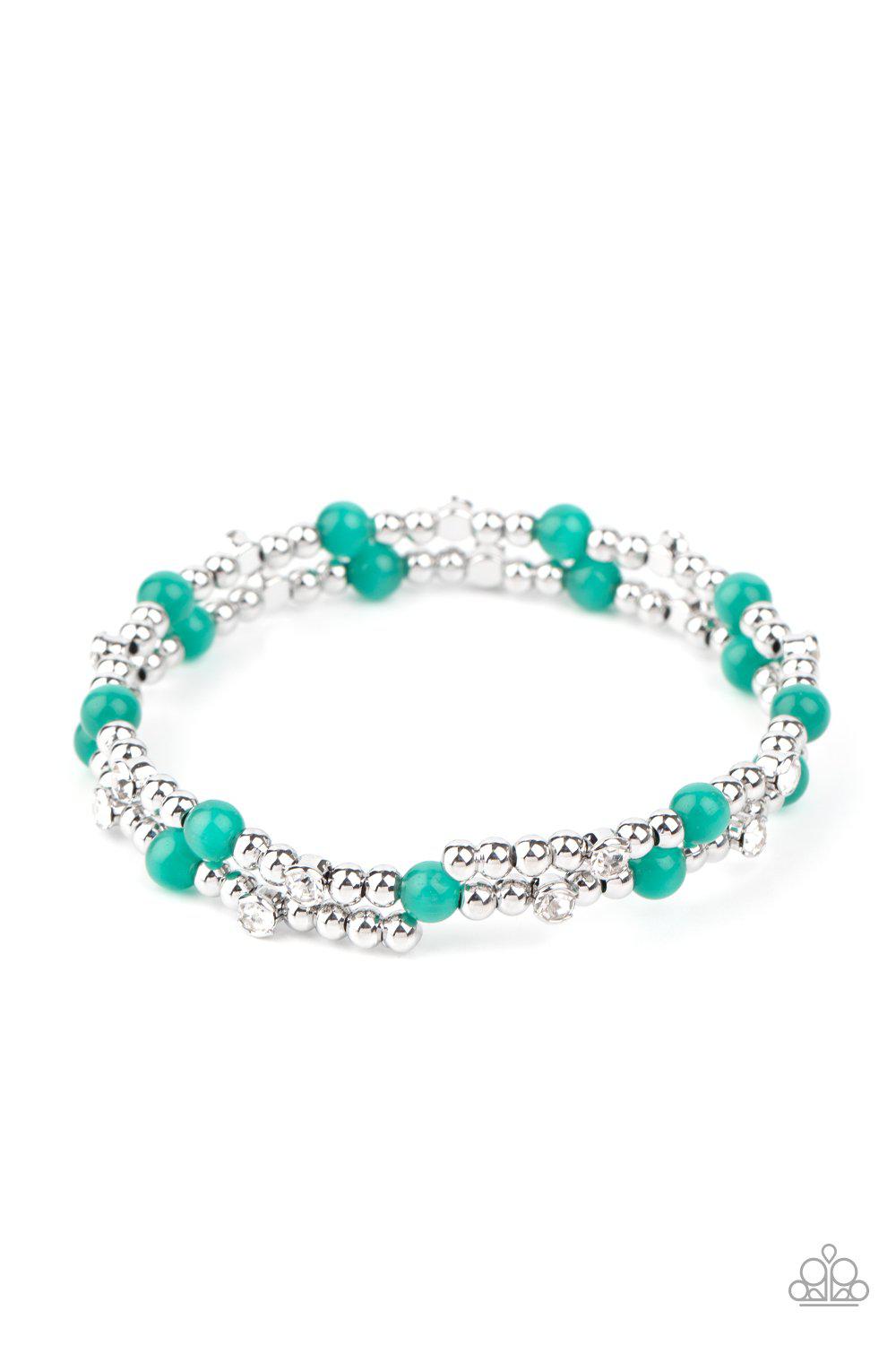 Ethereally Entangled Green Cat's Eye Wire Wrap Bracelet - Paparazzi Accessories- lightbox - CarasShop.com - Paparazzi Jewelry by Cara Jewels