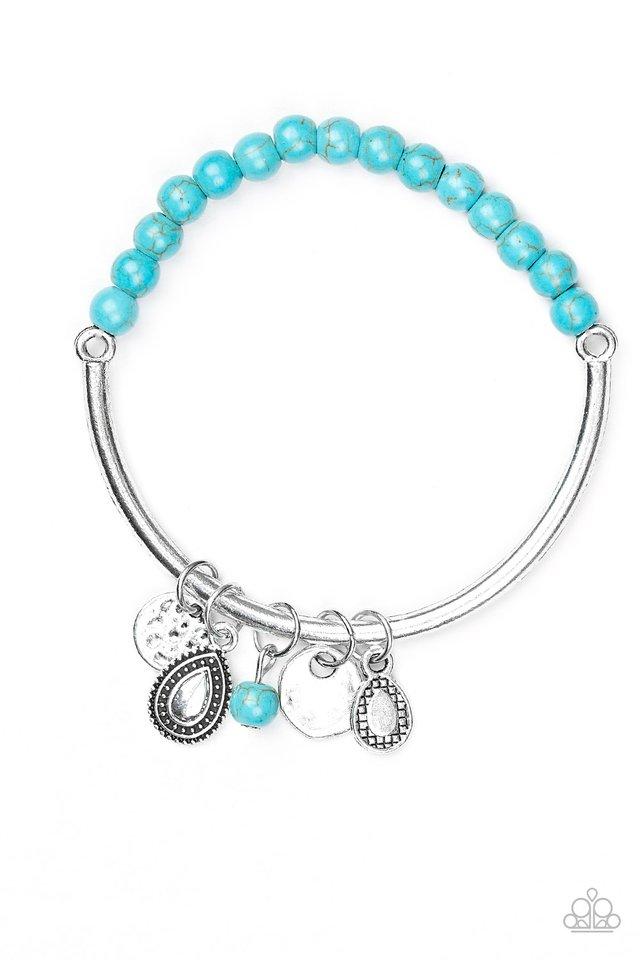 Ever Everest Turquoise Blue Stretch Charm Bracelet - Paparazzi Accessories- lightbox - CarasShop.com - Paparazzi Jewelry by Cara Jewels