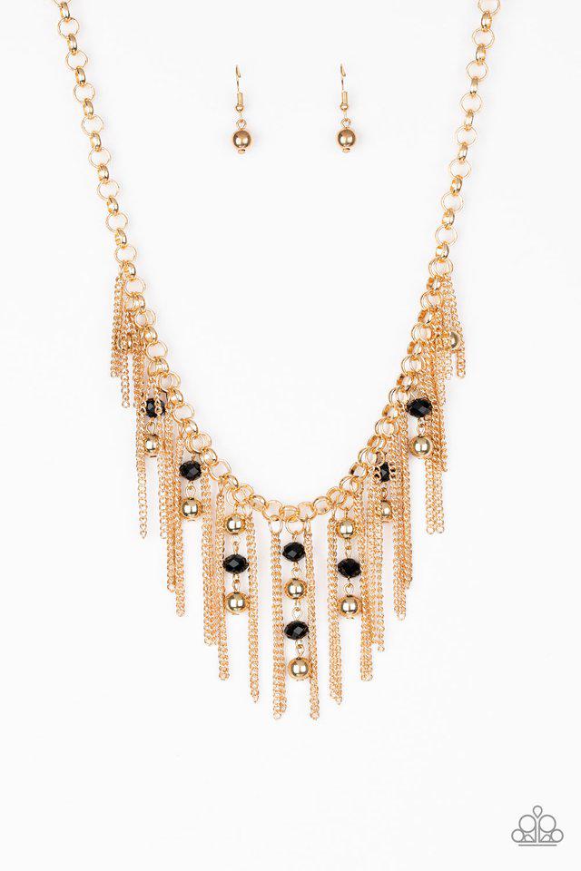Ever Rebellious Gold & Black Necklace - Paparazzi Accessories- lightbox - CarasShop.com - Paparazzi Jewelry by Cara Jewels