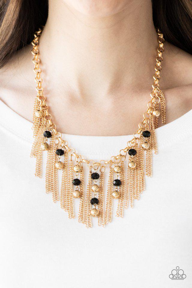 Ever Rebellious Gold & Black Necklace - Paparazzi Accessories- lightbox - CarasShop.com - Paparazzi Jewelry by Cara Jewels