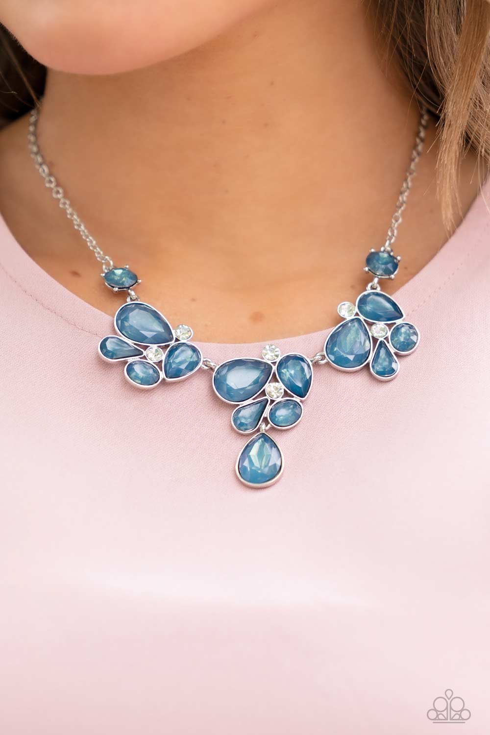 Everglade Escape Blue Gem Necklace - Paparazzi Accessories- lightbox - CarasShop.com - Paparazzi Jewelry by Cara Jewels