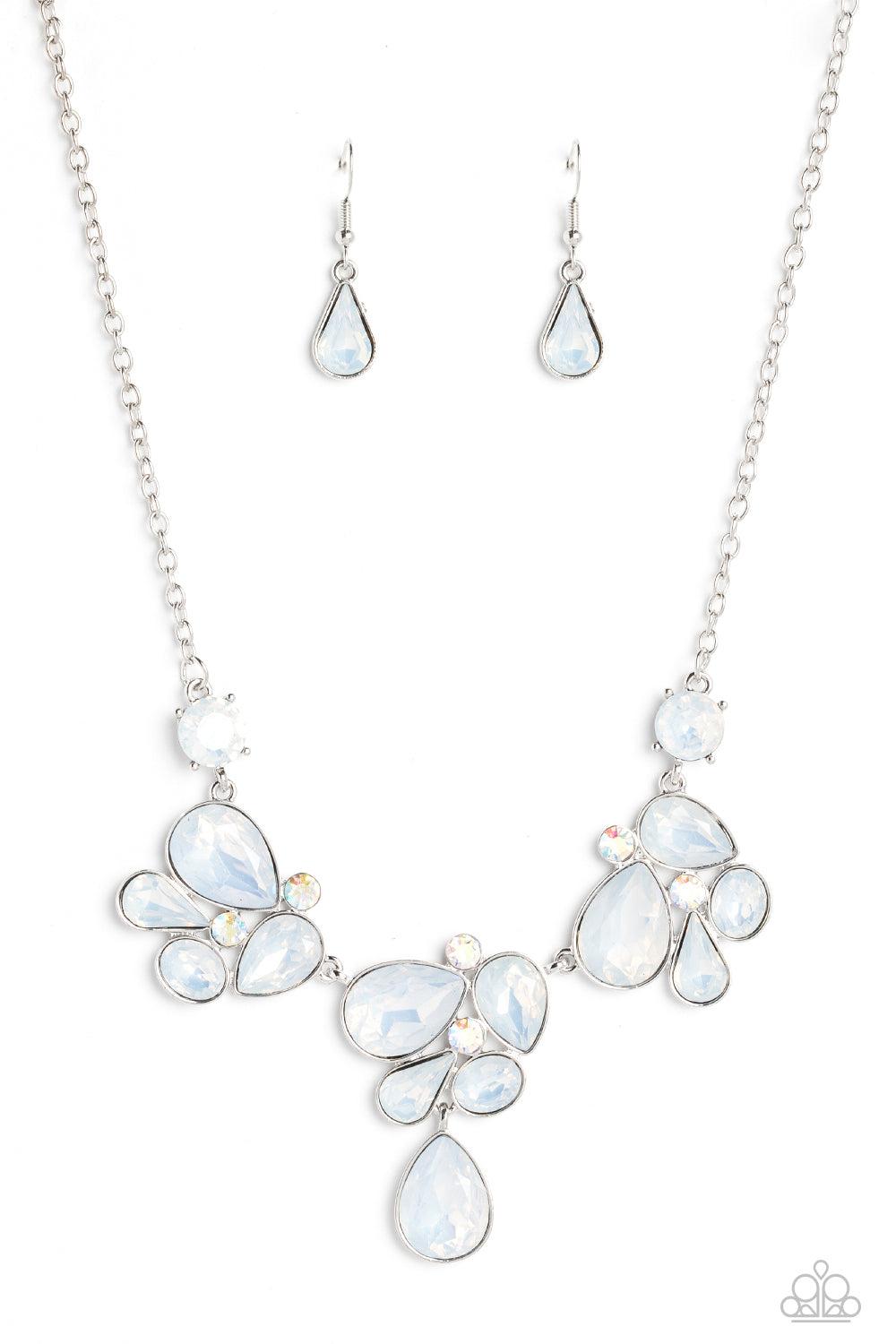 Everglade Escape White Opalescent Gem Necklace - Paparazzi Accessories- lightbox - CarasShop.com - Paparazzi Jewelry by Cara Jewels