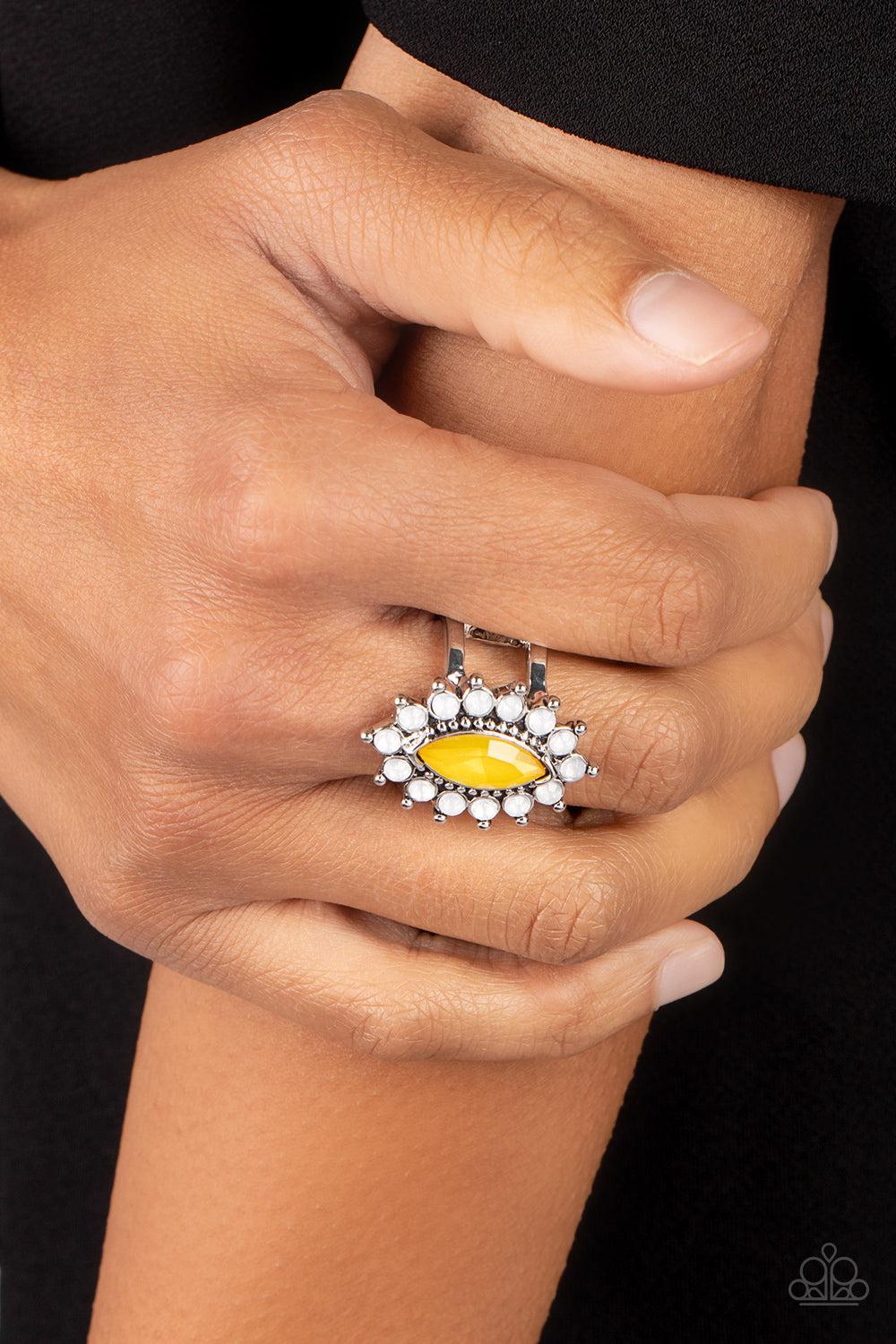 Everlasting Eden Yellow Gem Ring - Paparazzi Accessories- lightbox - CarasShop.com - Paparazzi Jewelry by Cara Jewels