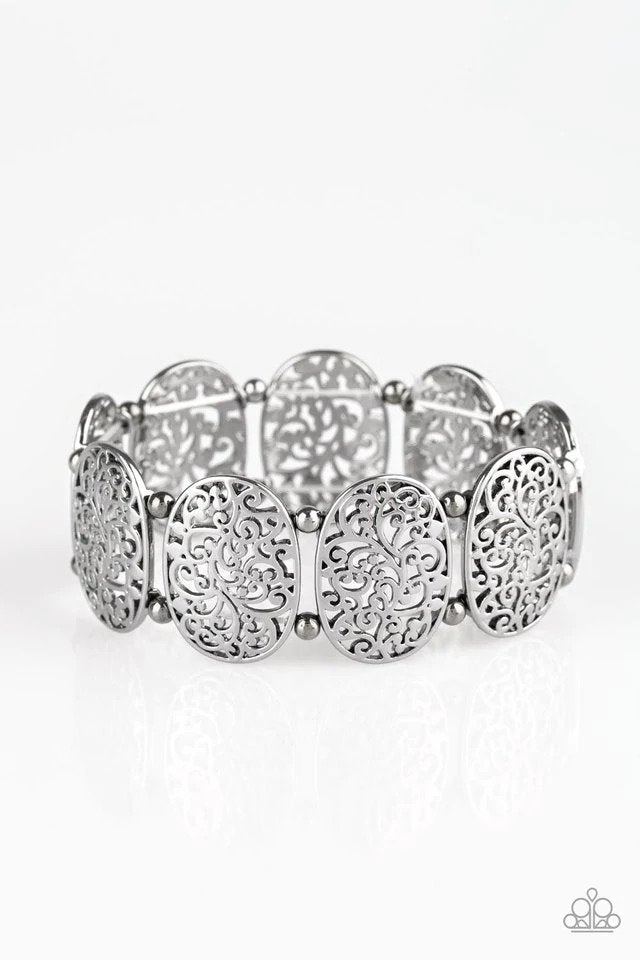 Everyday Elegance Black Filigree Bracelet - Paparazzi Accessories- lightbox - CarasShop.com - Paparazzi Jewelry by Cara Jewels