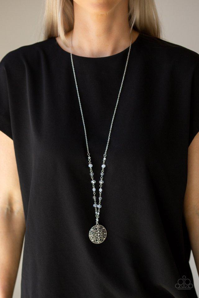 Everyday Enchantment White and Silver Necklace - Paparazzi Accessories- lightbox - CarasShop.com - Paparazzi Jewelry by Cara Jewels