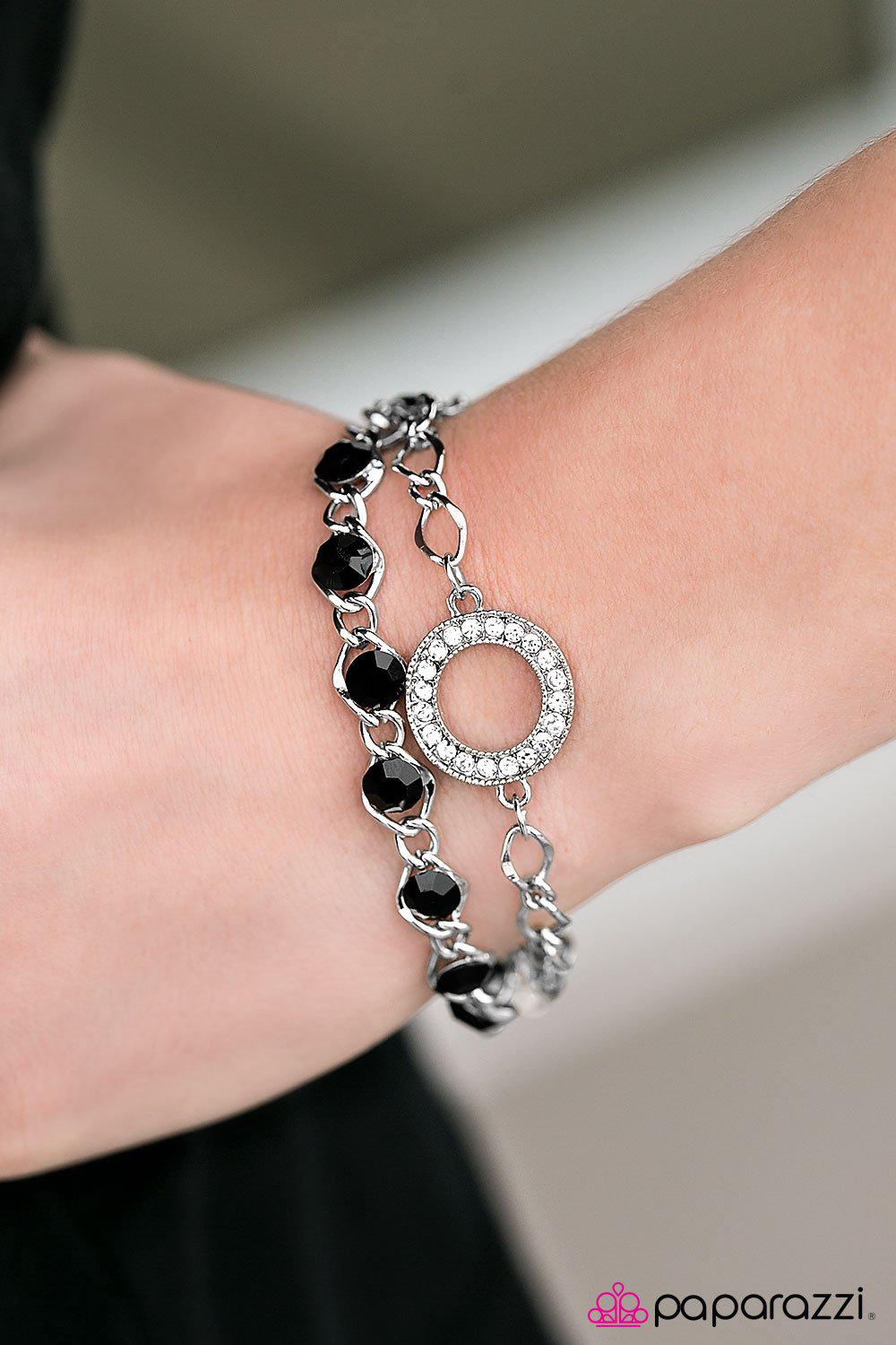 Everyday Shine Black Rhinestone Bracelet - Paparazzi Accessories- on model - CarasShop.com - Paparazzi Jewelry by Cara Jewels