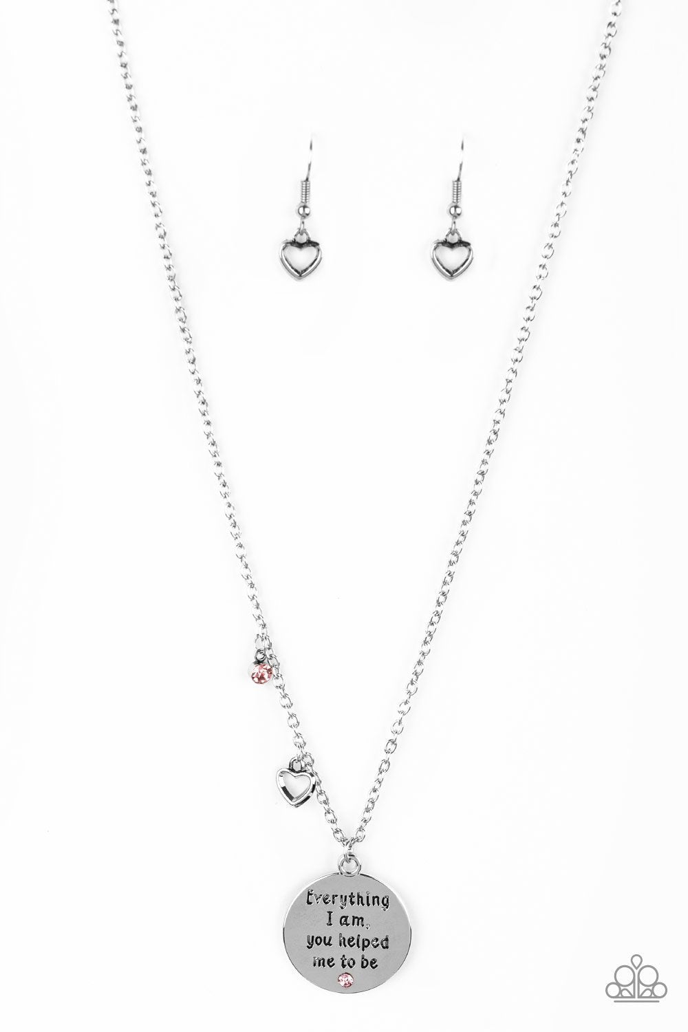 Everything I Am - Pink and Silver Inspirational Necklace - Paparazzi Accessories- lightbox - CarasShop.com - Paparazzi Jewelry by Cara Jewels