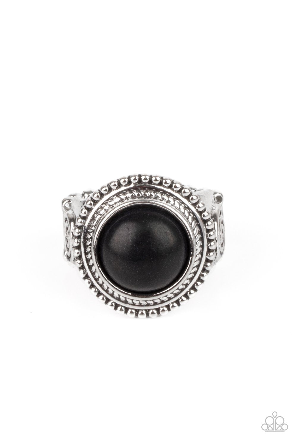 Evolutionary Essence Black Stone Ring - Paparazzi Accessories- lightbox - CarasShop.com - Paparazzi Jewelry by Cara Jewels