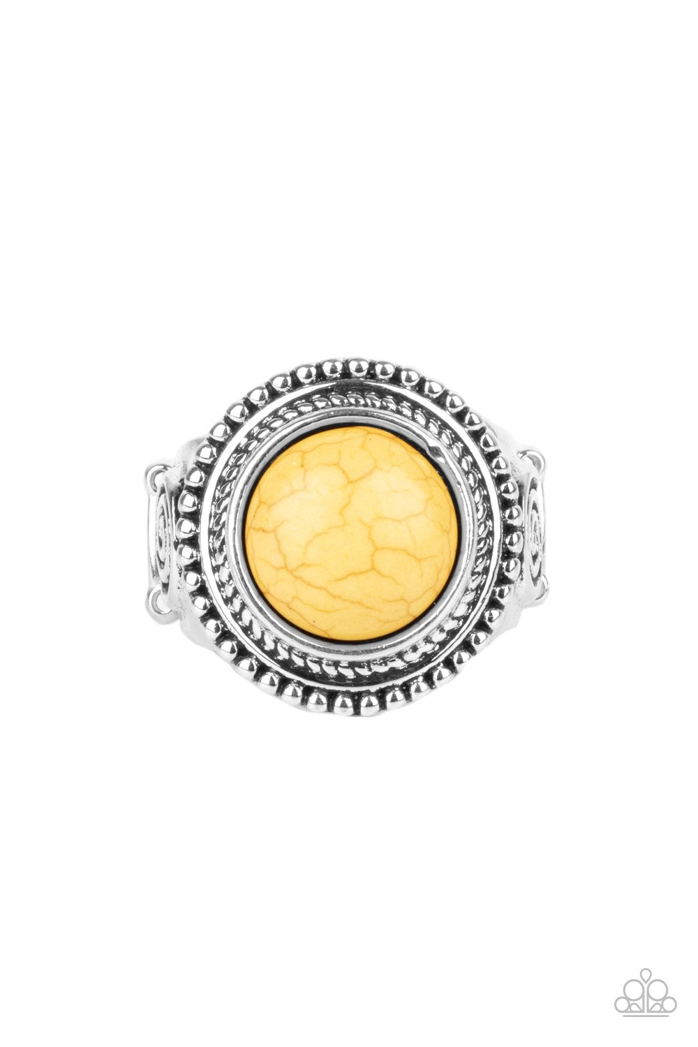 Evolutionary Essence Yellow Stone Ring - Paparazzi Accessories- lightbox - CarasShop.com - Paparazzi Jewelry by Cara Jewels