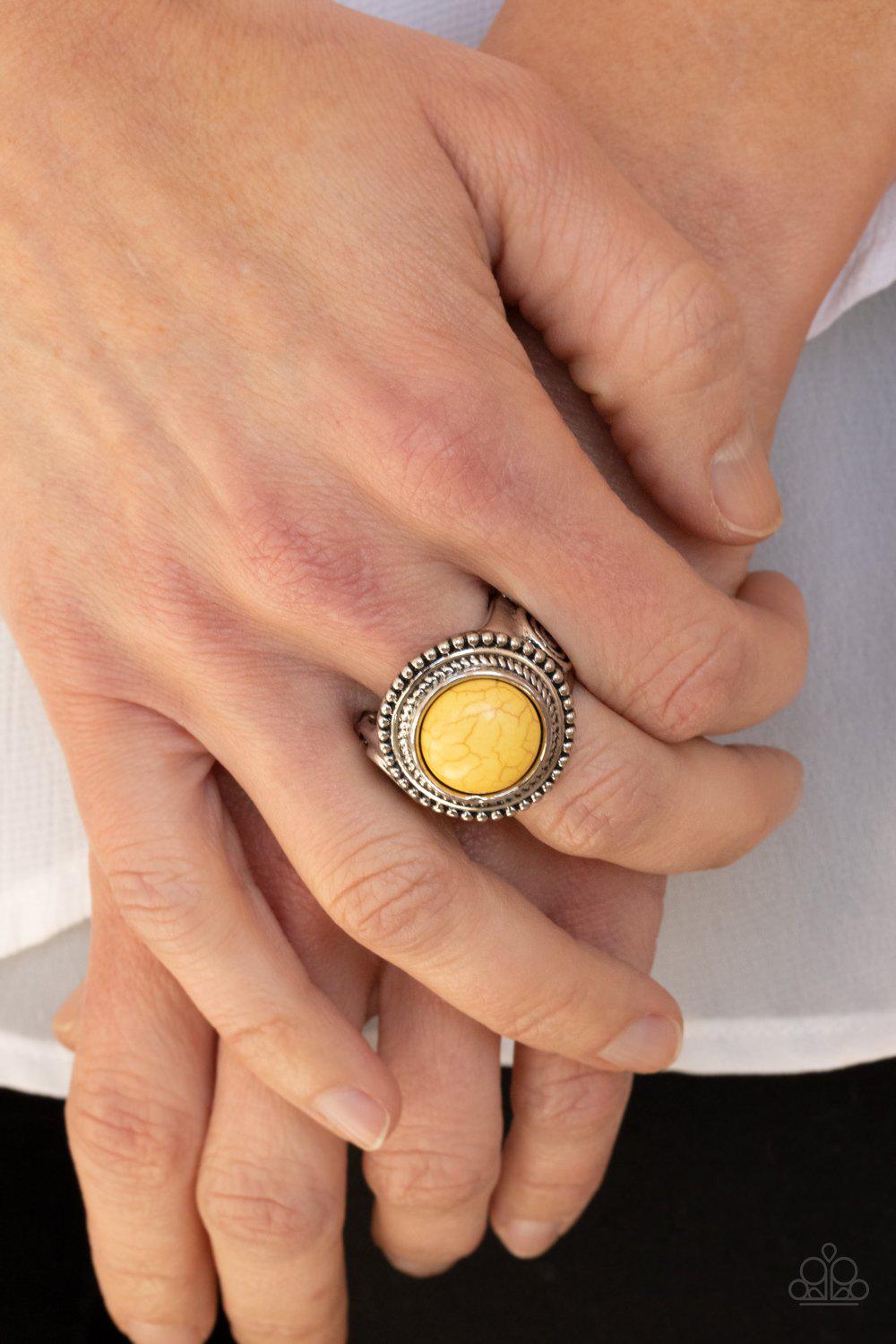 Evolutionary Essence Yellow Stone Ring - Paparazzi Accessories- lightbox - CarasShop.com - Paparazzi Jewelry by Cara Jewels