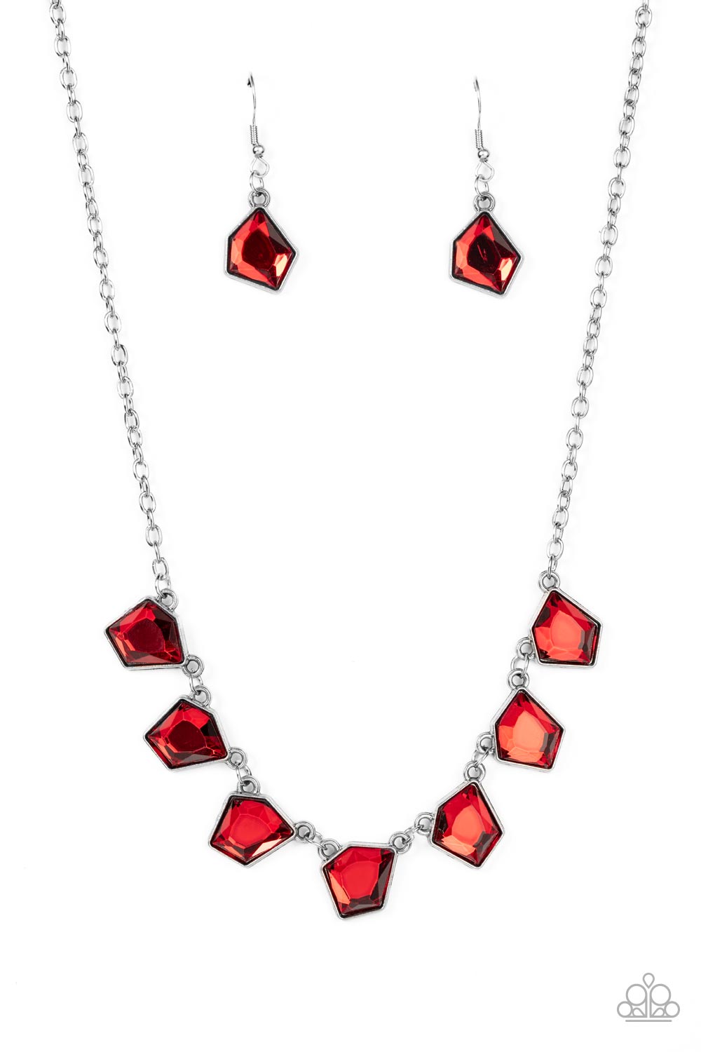 Experimental Edge Red Rhinestone Necklace - Paparazzi Accessories- lightbox - CarasShop.com - Paparazzi Jewelry by Cara Jewels