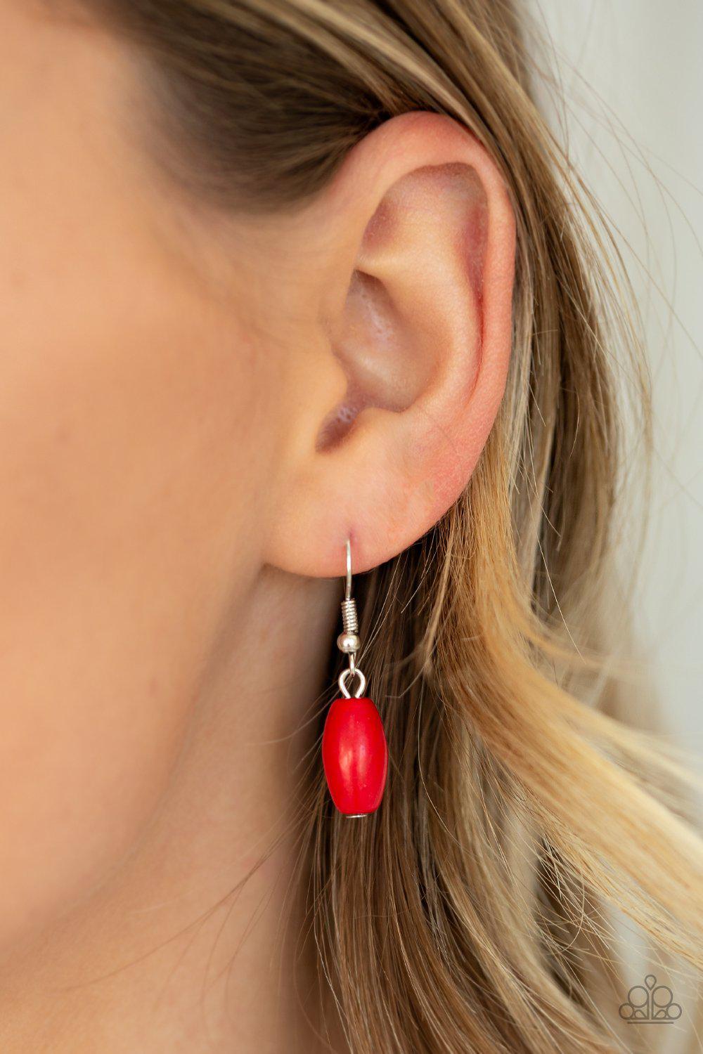 Explore The Elements Red Stone Necklace - Paparazzi Accessories - free matching earrings -CarasShop.com - Paparazzi Jewelry by Cara Jewels