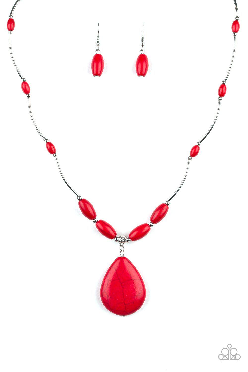 Explore The Elements Red Stone Necklace - Paparazzi Accessories- lightbox - CarasShop.com - Paparazzi Jewelry by Cara Jewels