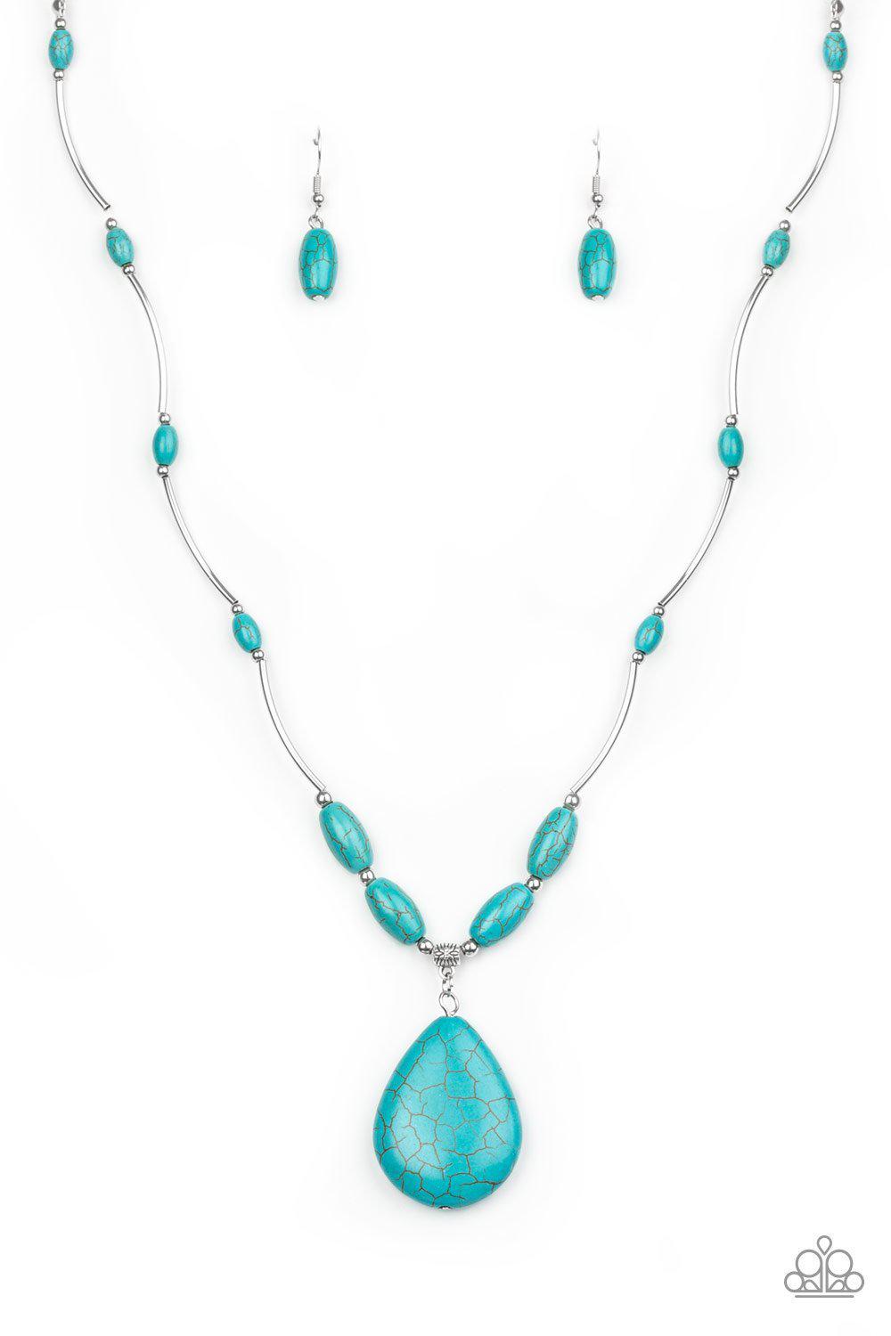 Explore The Elements Turquoise Blue Stone Necklace - Paparazzi Accessories- lightbox - CarasShop.com - Paparazzi Jewelry by Cara Jewels