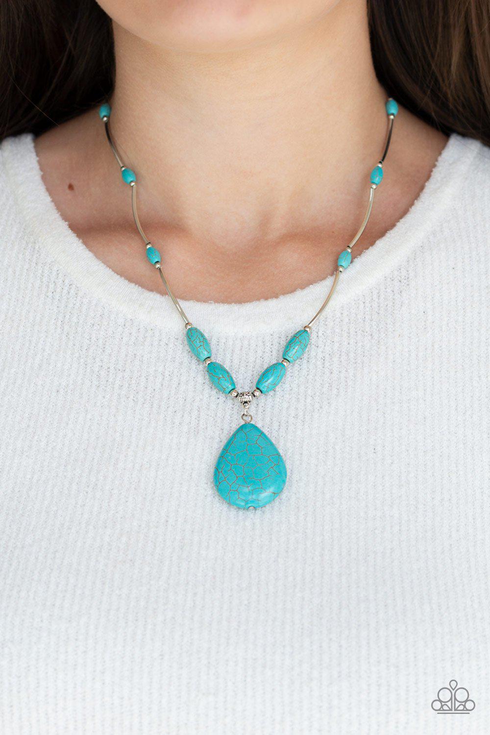 Explore The Elements Turquoise Blue Stone Necklace - Paparazzi Accessories- lightbox - CarasShop.com - Paparazzi Jewelry by Cara Jewels