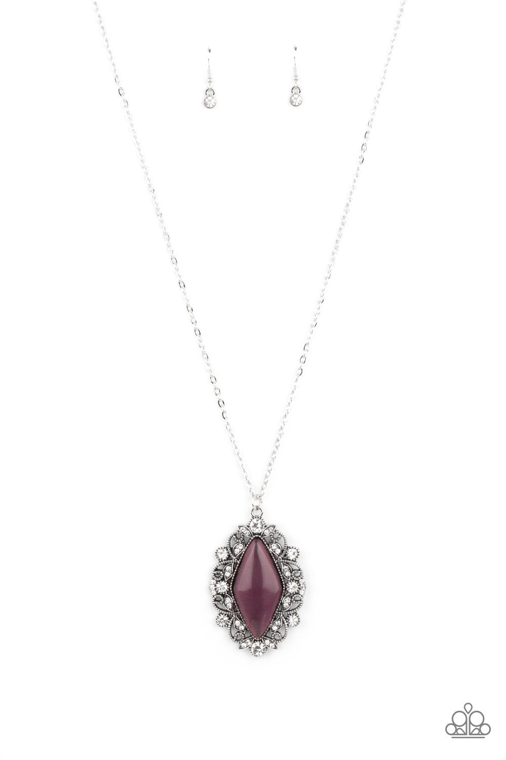 Exquisitely Enchanted Purple Cat's Eye Necklace - Paparazzi Accessories- lightbox - CarasShop.com - Paparazzi Jewelry by Cara Jewels